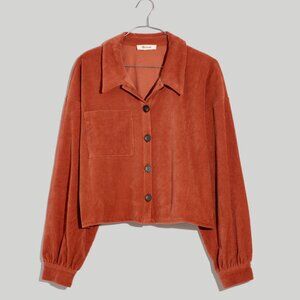 Madewell Knit Corduroy Crop Shirt-Jacket - Warm Umber/Rust